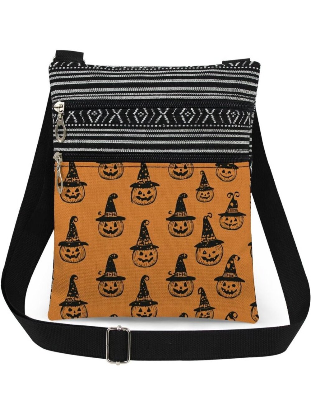 Women Orange Halloween Pumpkin Witch Ghost Skull Purse Crossbody Handbag Bag